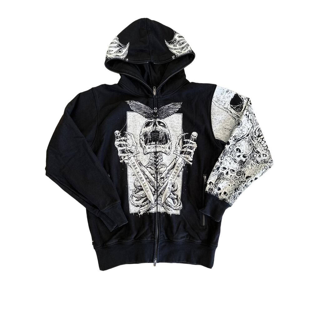 The Hundreds x Riddick Art - Zip Front Hoodie in Black & White